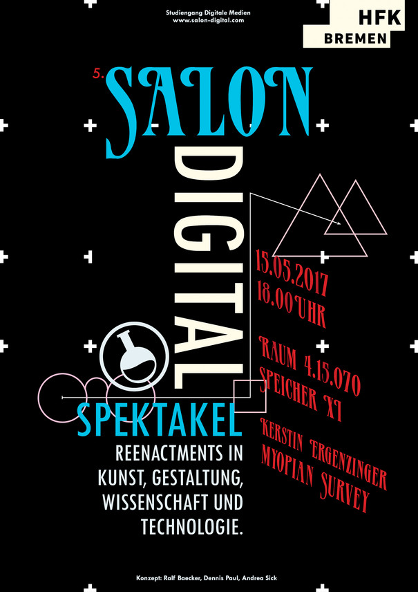 Plakat für die Veranstaltung &quot;Myopian Survey&quot; im Rahmen der Reihe &quot;Salon Digital&quot; an der Hfk Bremen