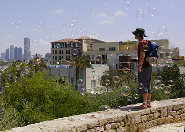 Panorama with bursting bubbles