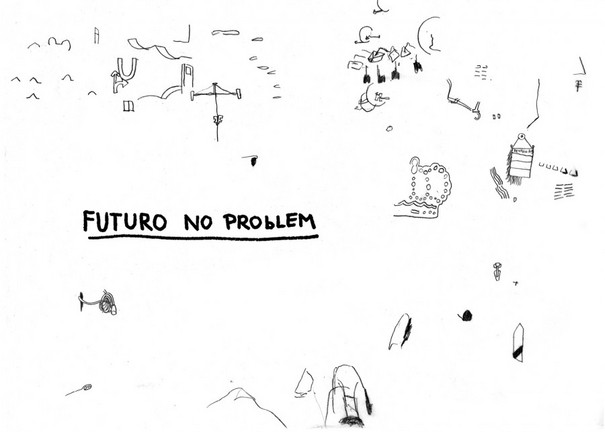 Zeichnung mit Abstraktionen, &quot;Futuro no Problem&quot; des Künstlers Pedro Stoichita