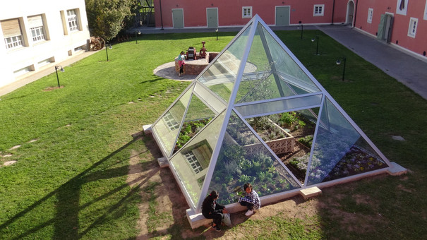 Greenhouse in the form of a pyramid