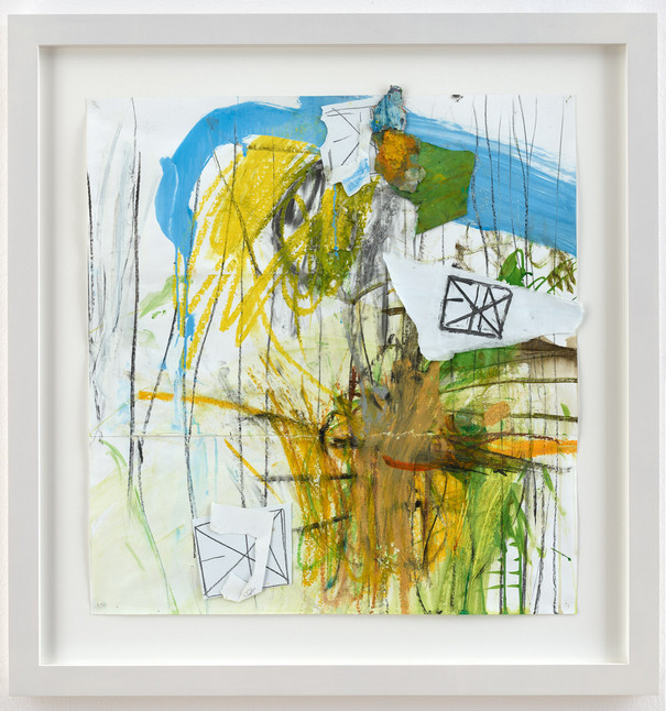 Stefan Hayn, o.T., 2010/11, Zeichnungscollage: farbige Tusche, Kohle, Ölkreide auf Papier
66 x 62 cm, gerahmt: 87 x 83 cm