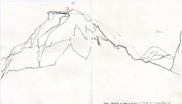 &quot;Towers ,Wind River Range Wyoming&quot; (2011), Zeichnung, Bleistift und Tusche auf Papier