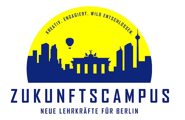 Logo des Zukunftscampus, Berlinsiluette, Schriftzug