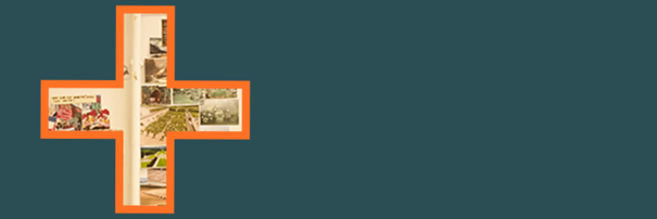 Pluszeichen mit Bildern im Hintergrund, symbolisch für: mehr Kunst im Studium