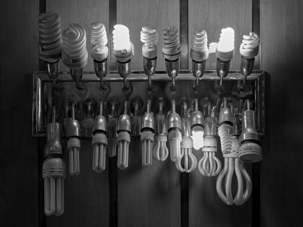 Installation with lightbulbs