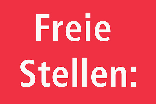 Roter Hintergrund mit weisser Schrift &quot;Freie Stellen:&quot;