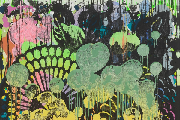 Foto: Jens Ziehe, Berlin Kunstwerk von Prof. Christine Streuli | Give me more_04! | 2019 |230 x 160 cm | Mixed Media auf Leinwand | Christine Streuli ist Professorin für Malerei an der Fakultät Bildende Kunst an der Universität der Künste Berlin